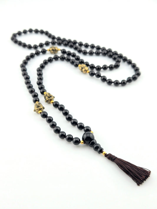 Handmade Laughing Buddha Mala Necklace