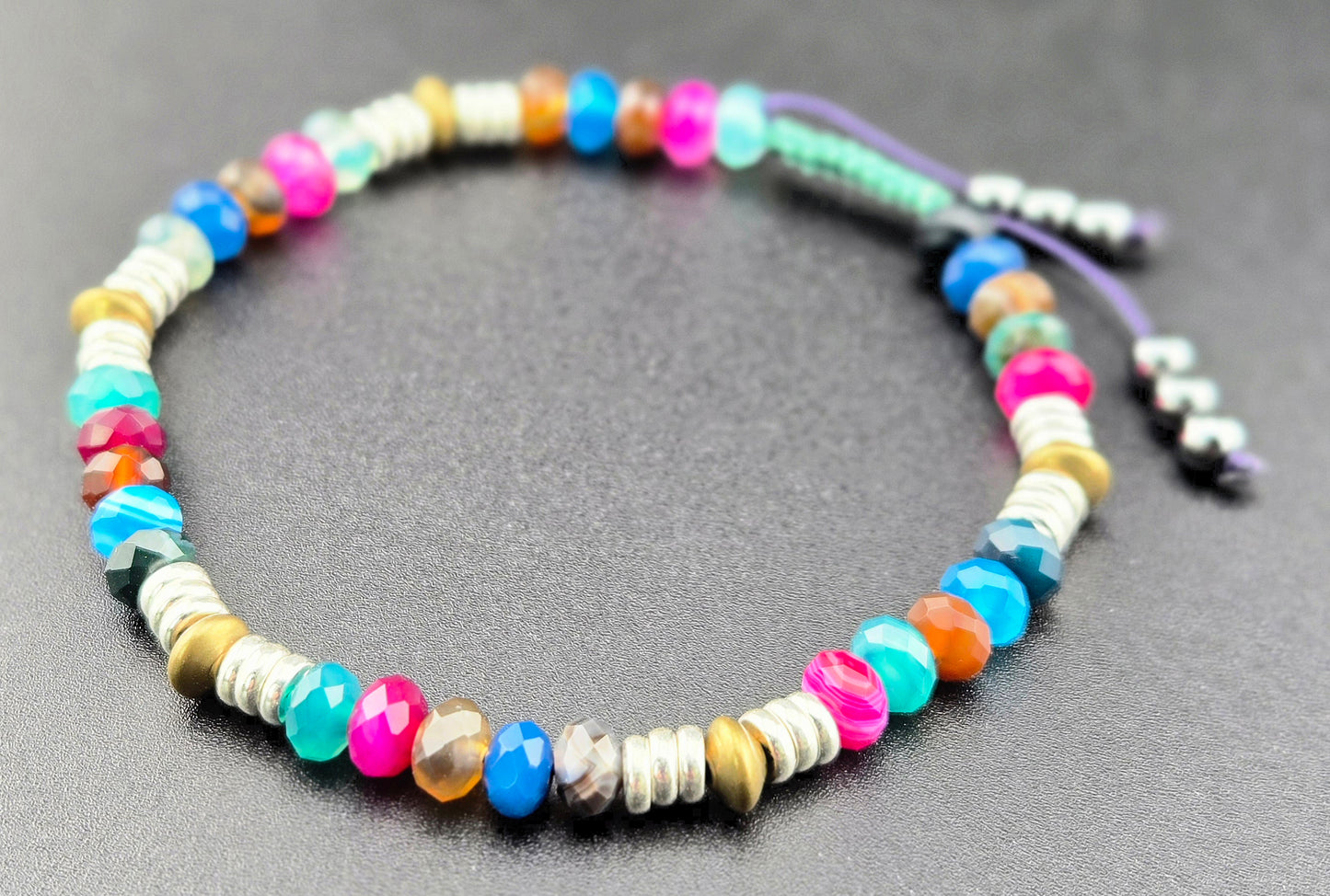 Gemstone Slip Knot Boho Stacking Bracelets