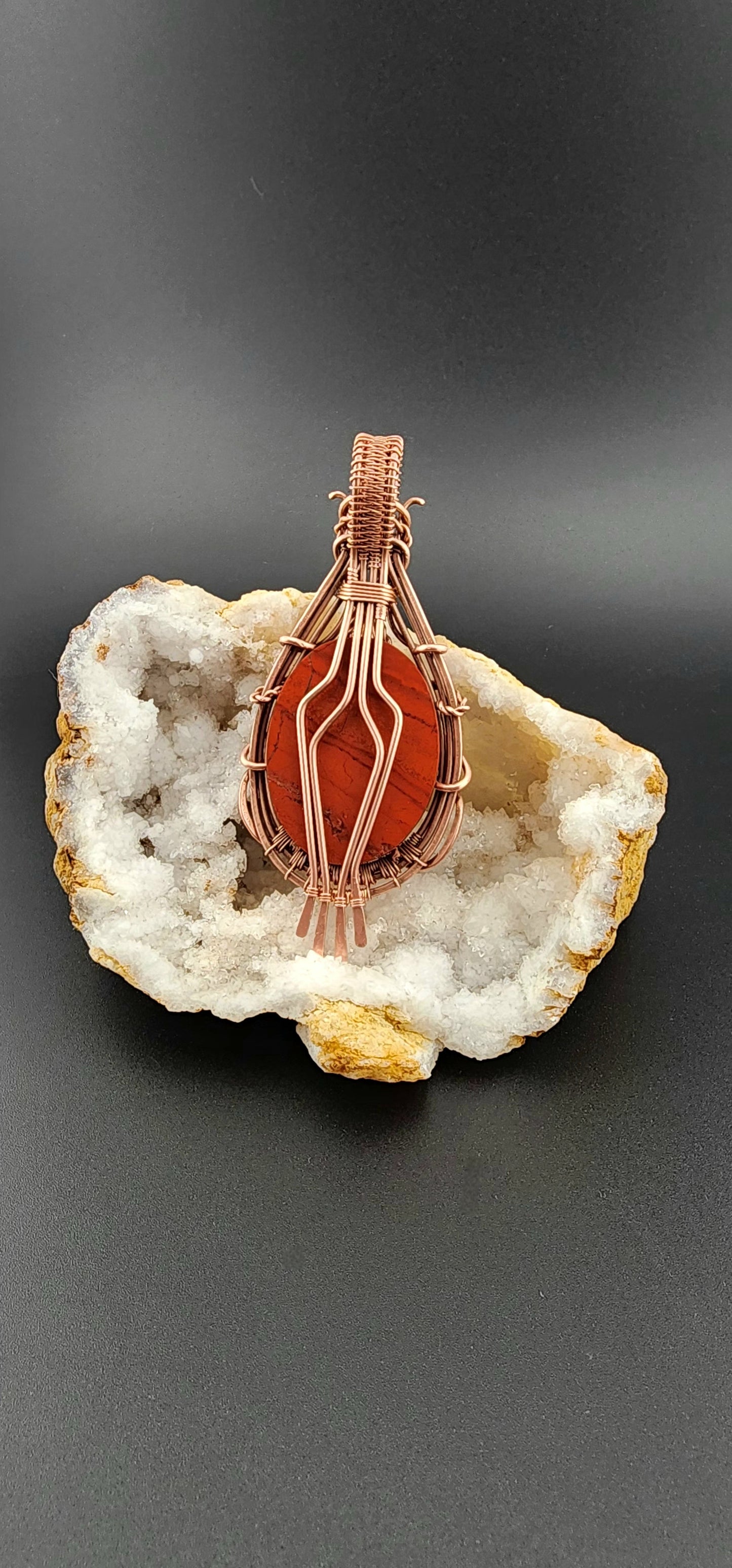 Red Jasper in Bare Copper Pendant