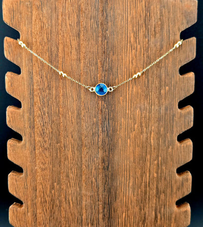 Faceted Blue Topaz Coin Necklace