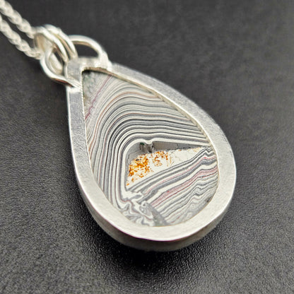Fordite Pendant in .925 Sterling Silver