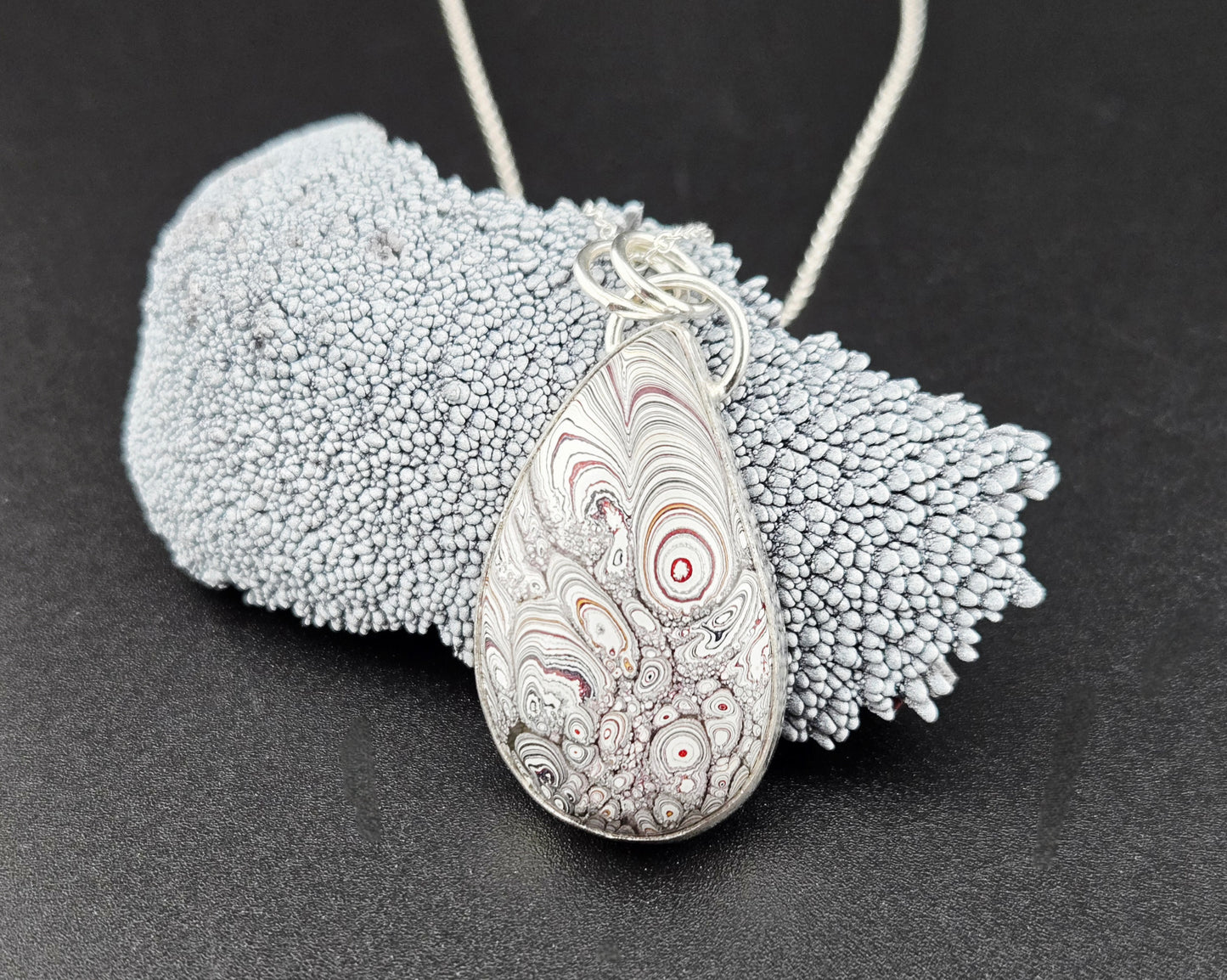 Fordite Pendant in .925 Sterling Silver