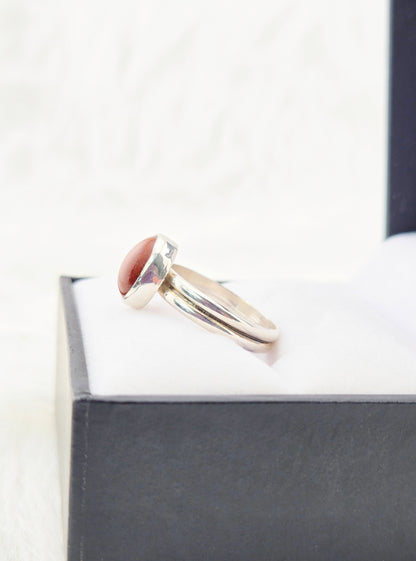 Hand Cut Goldstone set in Hand Fabricated .925 Silver Setting with Double Half Round Shank (Size 7.5)
