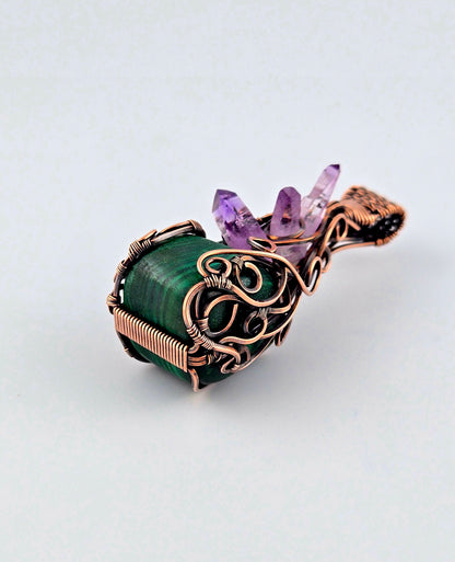Custom Malachite & Amethyst Pendant