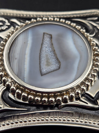 Vintage Buckle with AZ Thunder Egg Druzy Pocket