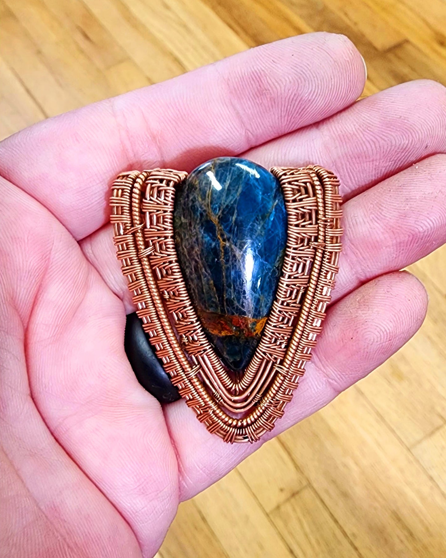 Handcut Apatite in Bare Copper Pendant