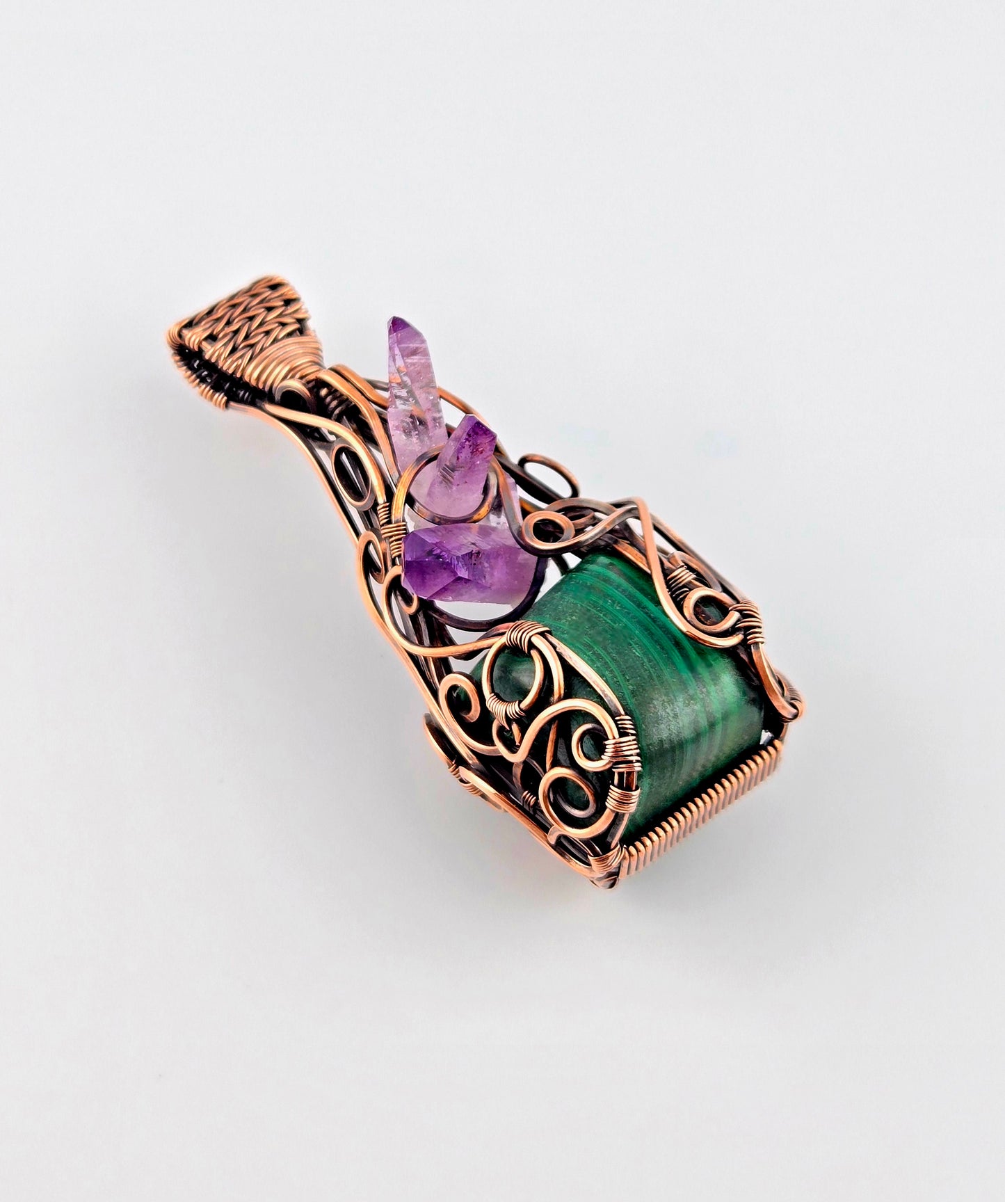 Custom Malachite & Amethyst Pendant