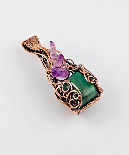 Custom Malachite & Amethyst Pendant
