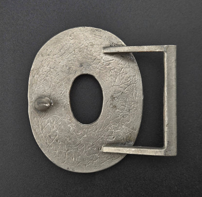 Vintage pewter belt buckle blank, fits a 42.6 × 28.8mm cabochon, 2.25" × 2.75" face