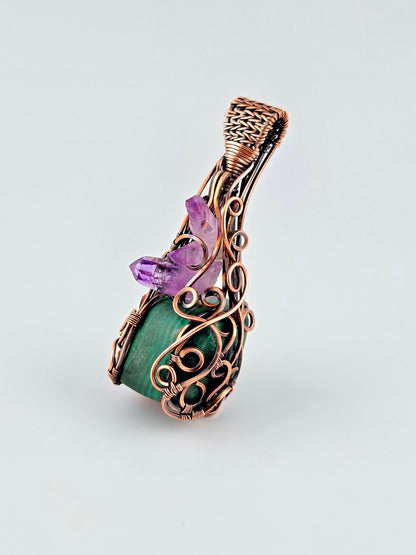 Custom Malachite & Amethyst Pendant
