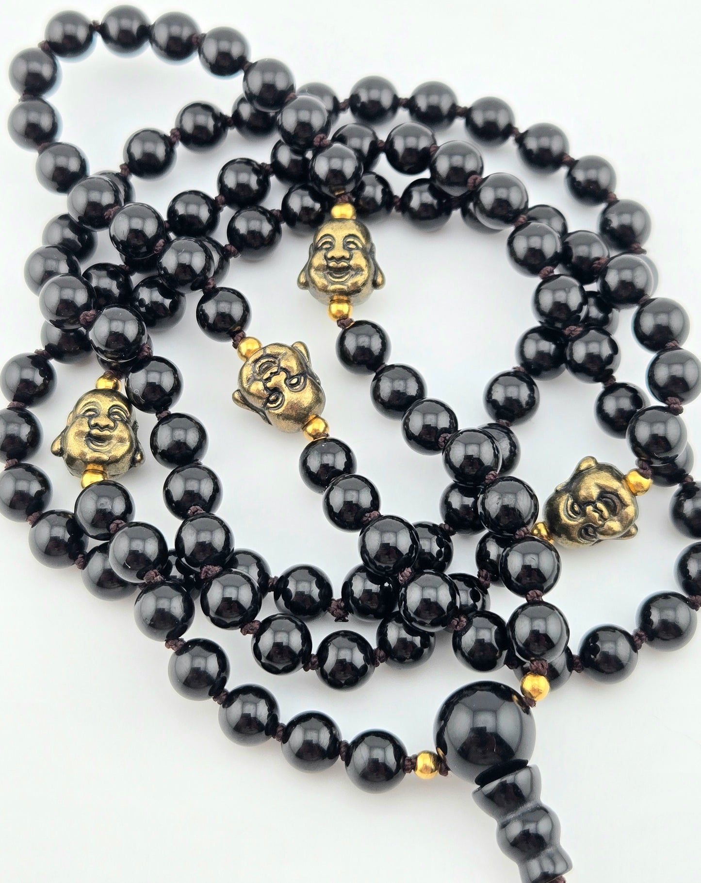 Handmade Laughing Buddha Mala Necklace