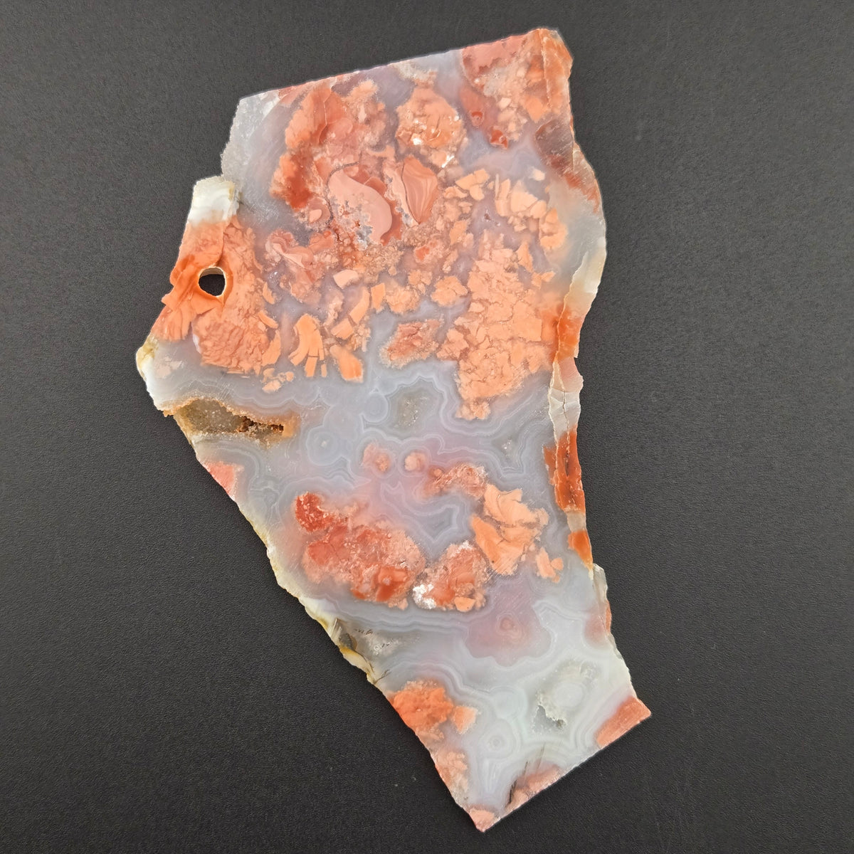 Cotton Candy agate lapidary slab, 5" × 3.25", pink and peach brecciated jasper-agate