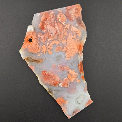 Cotton Candy agate lapidary slab, 5" × 3.25", pink and peach brecciated jasper-agate