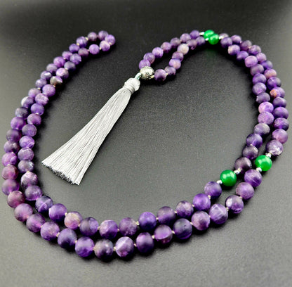Handmade Matte Amethyst Mala Necklace