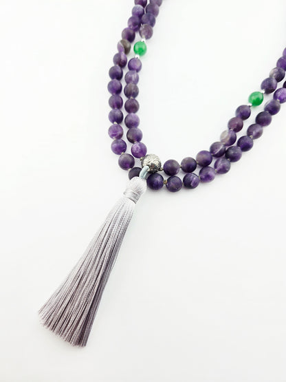 Handmade Matte Amethyst Mala Necklace