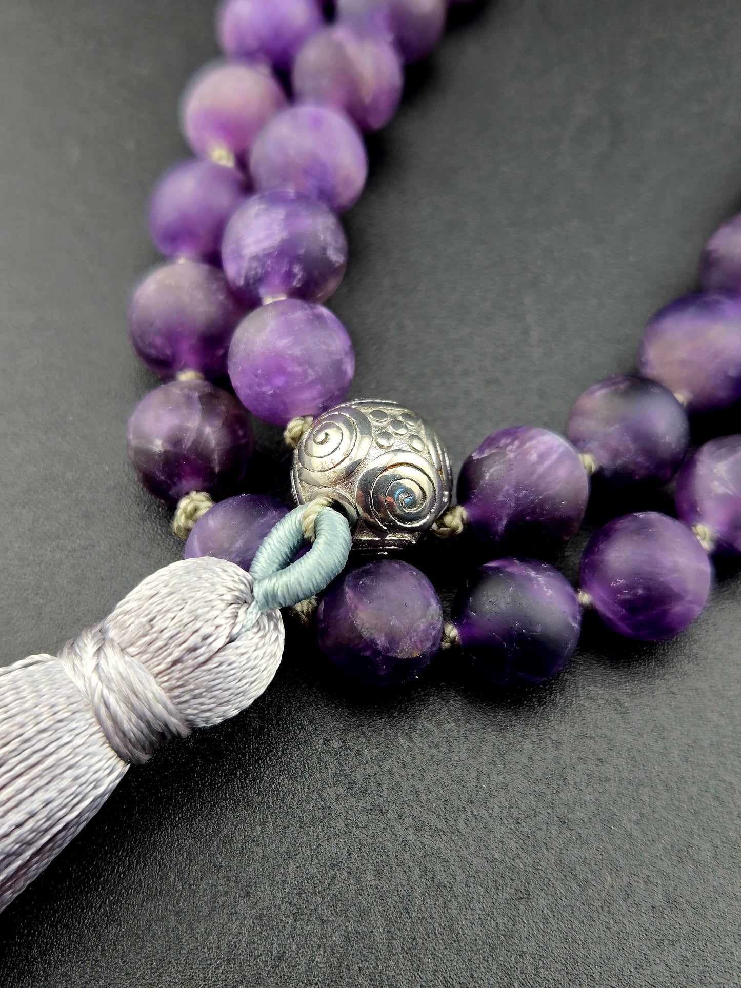 Handmade Matte Amethyst Mala Necklace