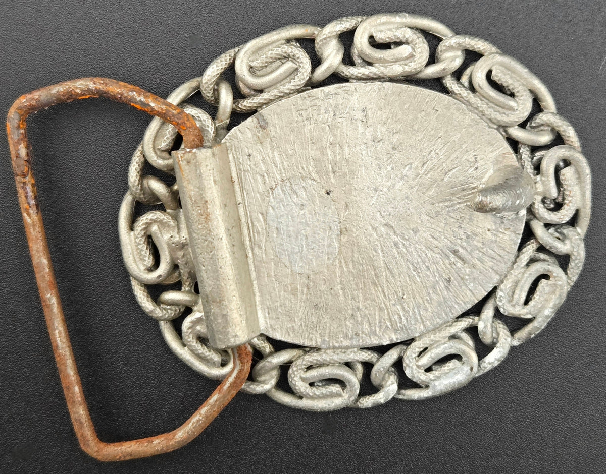 Vintage pewter belt buckle blank, fits a 40.7 × 30.8mm cabochon, 2 × 2.5 inch face