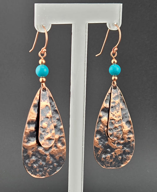 Hammered Copper Earrings