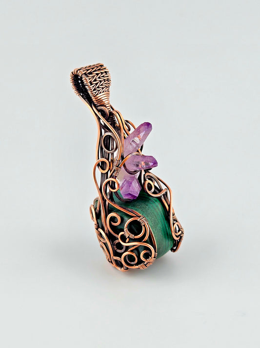 Custom Malachite & Amethyst Pendant