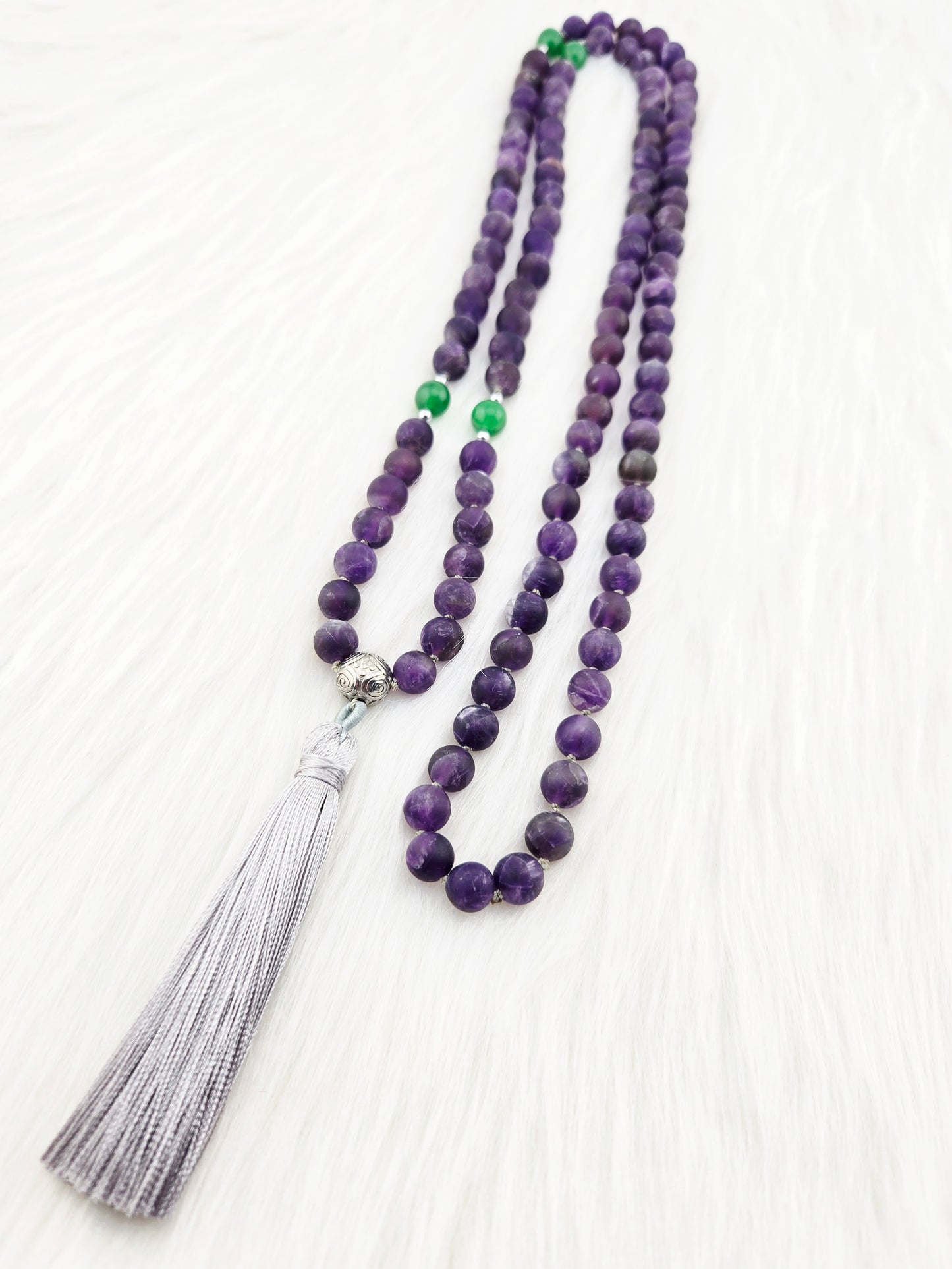 Handmade Matte Amethyst Mala Necklace