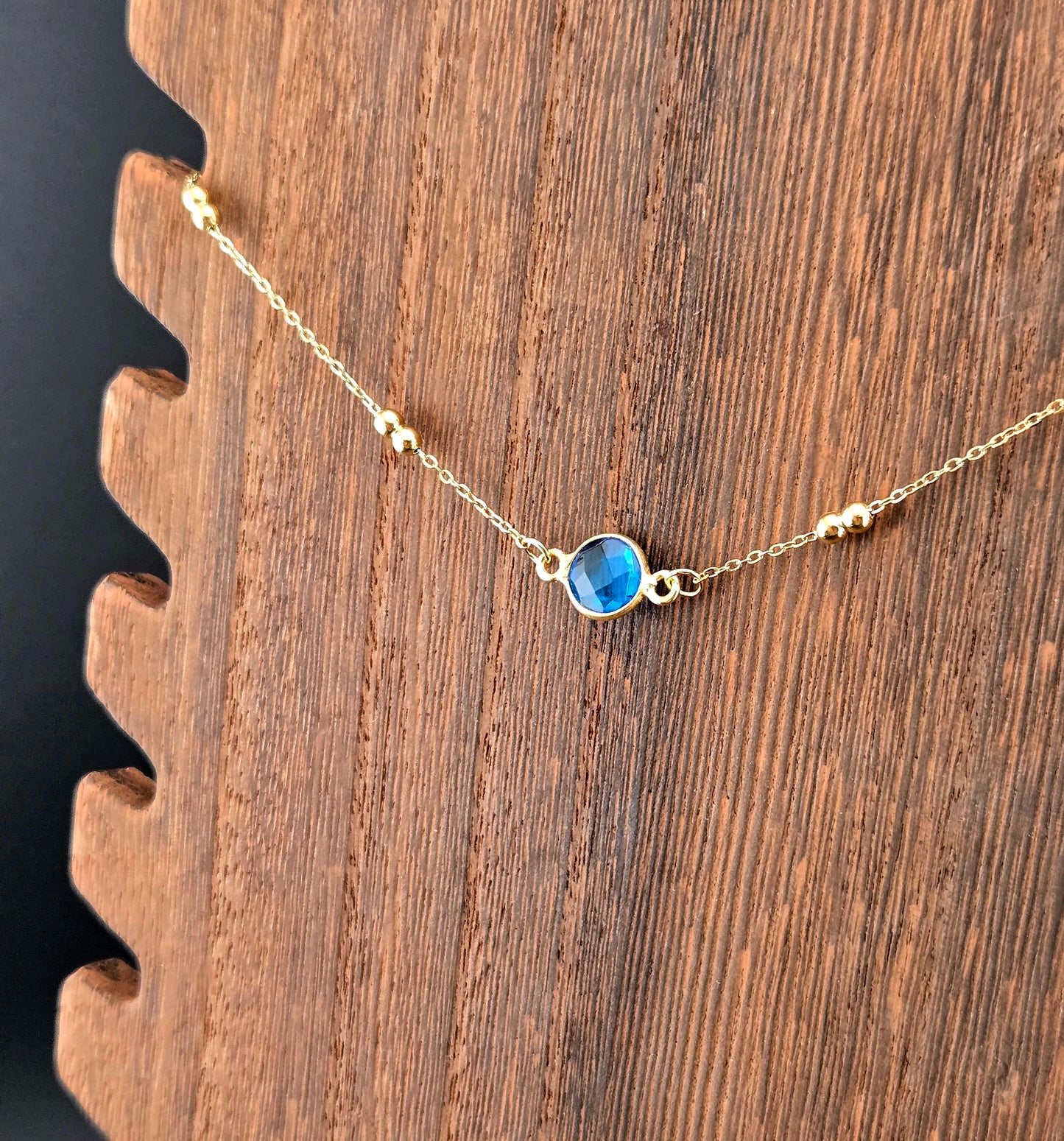 Faceted Blue Topaz Coin Necklace