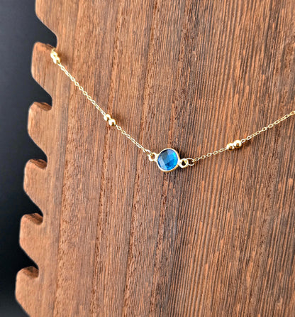 Faceted Blue Topaz Coin Necklace