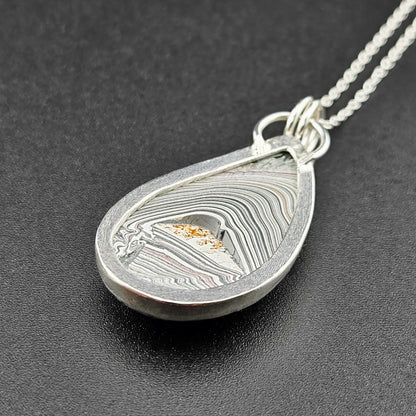 Fordite Pendant in .925 Sterling Silver