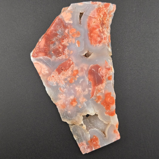Cotton Candy agate lapidary slab, 3" × 5", pink and peach brecciated jasper-agate