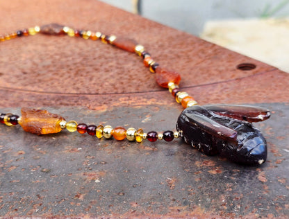 Amber Bumblebee with Amber Ombre Necklace