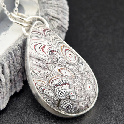 Fordite Pendant in .925 Sterling Silver