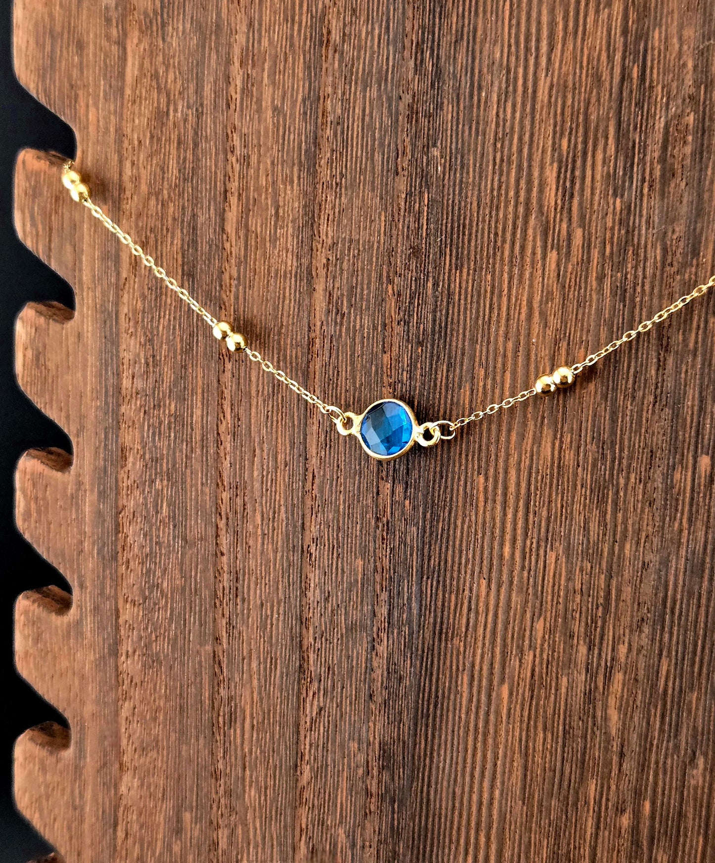 Faceted Blue Topaz Coin Necklace