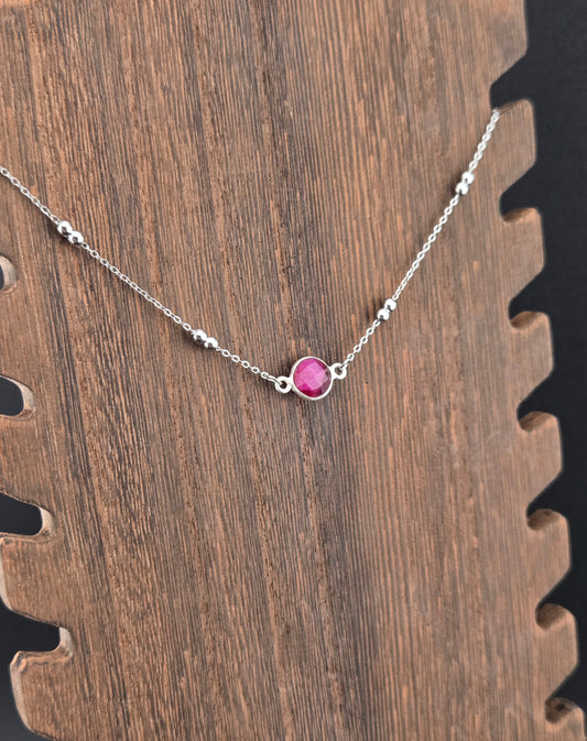 Faceted Ruby Coin Necklace
