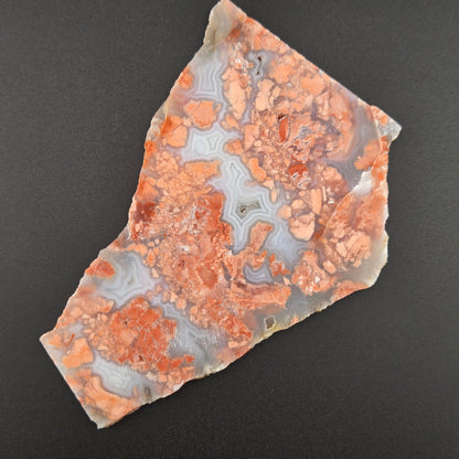 Cotton Candy agate lapidary slab, 5.25" × 3.75", pink and peach brecciated jasper-agate