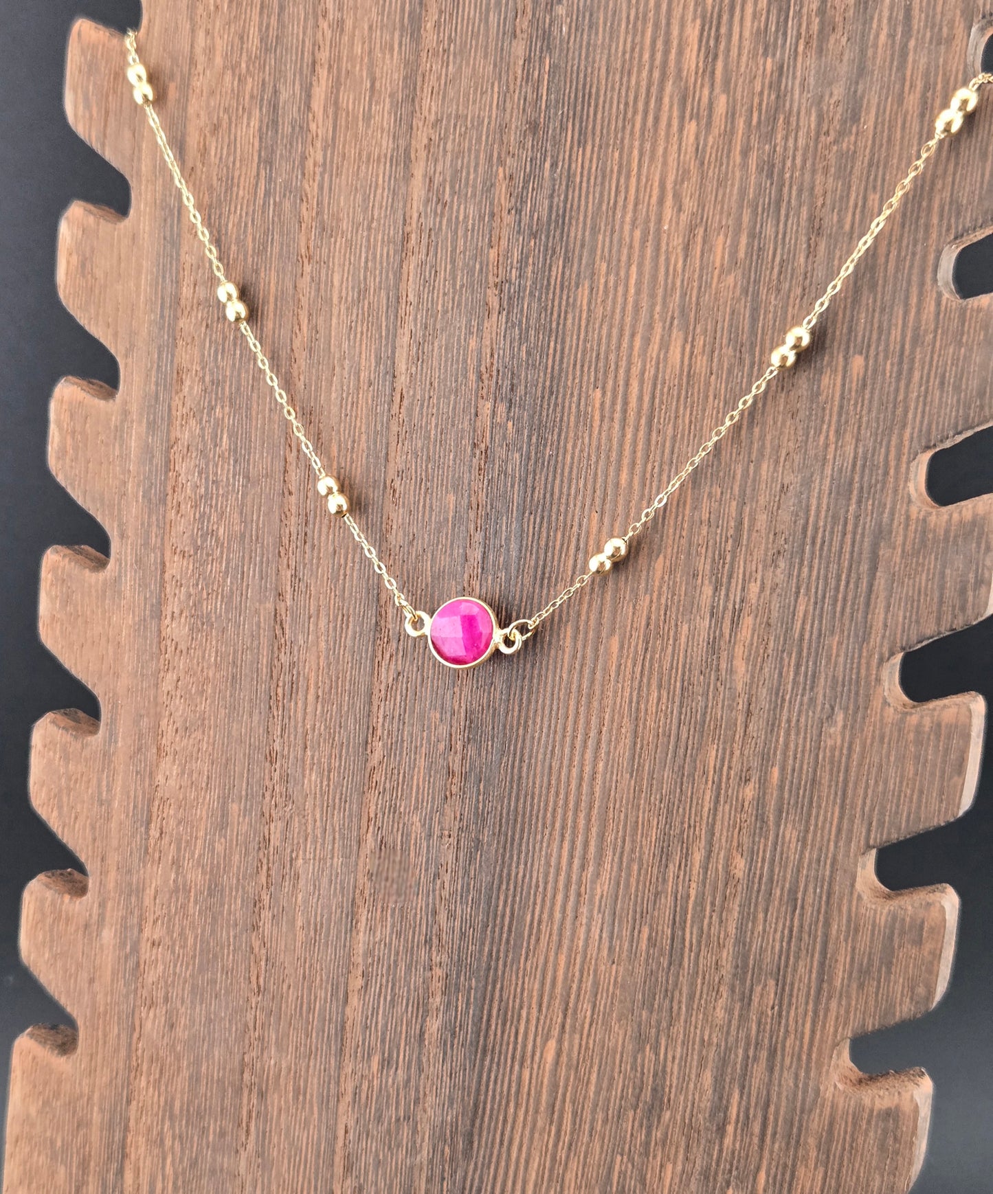 Faceted Ruby Coin Necklace