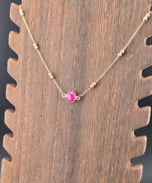 Faceted Ruby Coin Necklace