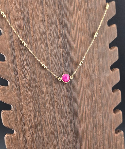 Faceted Ruby Coin Necklace